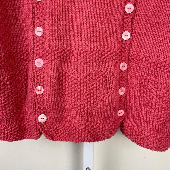 Handknit Handmade Sweater Mauve Pink‎ Heart Button Detail Womens Large? - Picture 4 of 5
